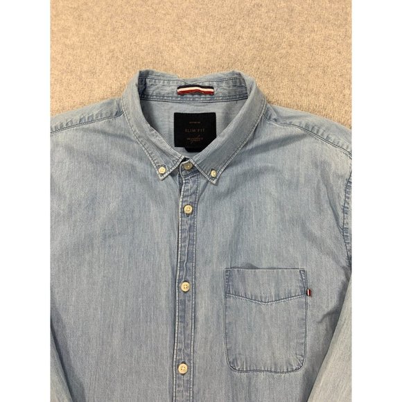 Brunswick Garments Slim Fit Long Sleeve Button Down Shirt (Men's XXL) Blue - Picture 2 of 12
